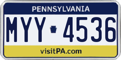 PA license plate MYY4536