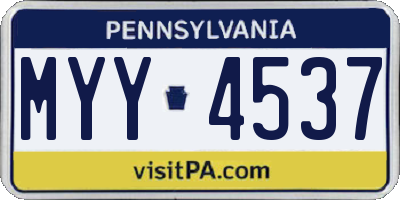 PA license plate MYY4537