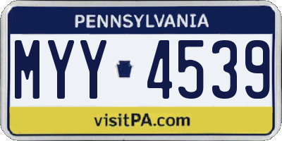 PA license plate MYY4539