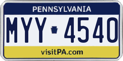 PA license plate MYY4540