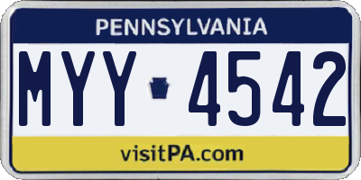 PA license plate MYY4542