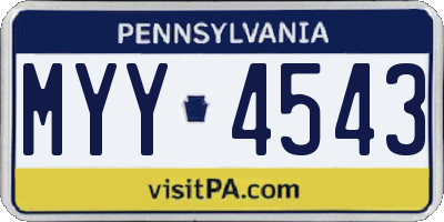 PA license plate MYY4543