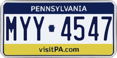 PA license plate MYY4547