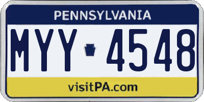 PA license plate MYY4548