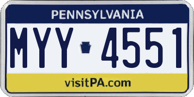PA license plate MYY4551