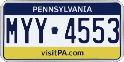 PA license plate MYY4553