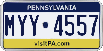 PA license plate MYY4557