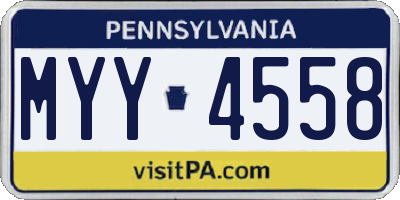 PA license plate MYY4558