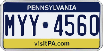 PA license plate MYY4560