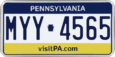 PA license plate MYY4565