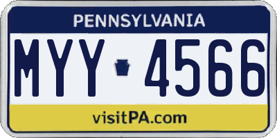 PA license plate MYY4566