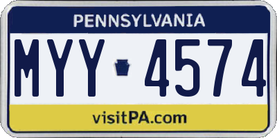 PA license plate MYY4574