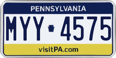 PA license plate MYY4575