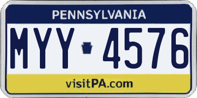 PA license plate MYY4576