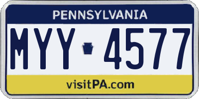 PA license plate MYY4577