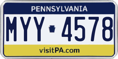 PA license plate MYY4578