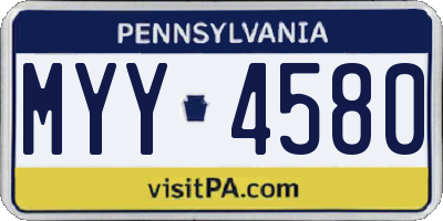 PA license plate MYY4580