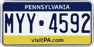 PA license plate MYY4592