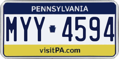 PA license plate MYY4594
