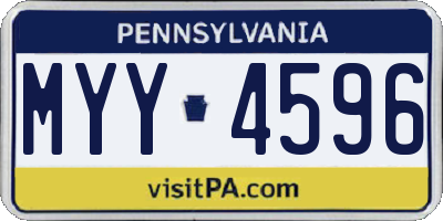 PA license plate MYY4596