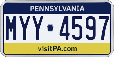 PA license plate MYY4597