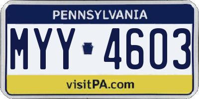 PA license plate MYY4603