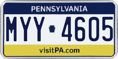 PA license plate MYY4605