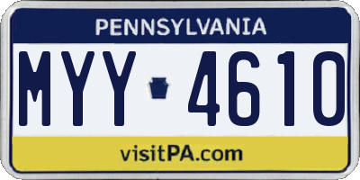 PA license plate MYY4610