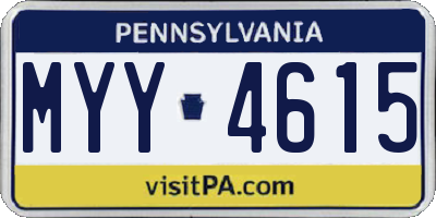 PA license plate MYY4615