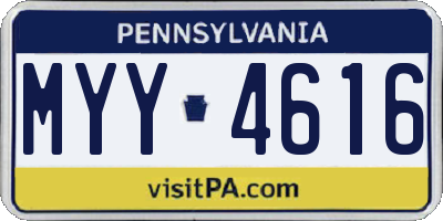 PA license plate MYY4616