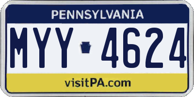 PA license plate MYY4624