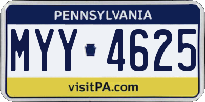 PA license plate MYY4625