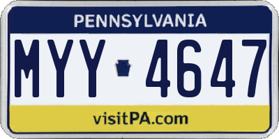 PA license plate MYY4647