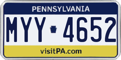 PA license plate MYY4652