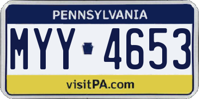 PA license plate MYY4653
