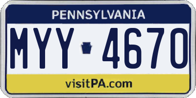 PA license plate MYY4670