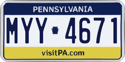 PA license plate MYY4671