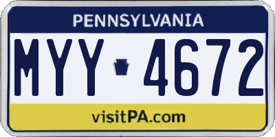 PA license plate MYY4672