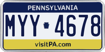 PA license plate MYY4678