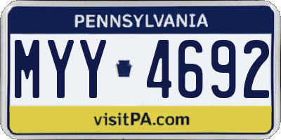 PA license plate MYY4692
