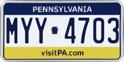 PA license plate MYY4703