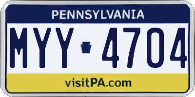 PA license plate MYY4704