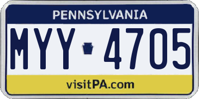 PA license plate MYY4705