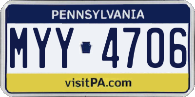 PA license plate MYY4706