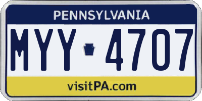 PA license plate MYY4707