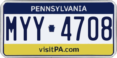 PA license plate MYY4708