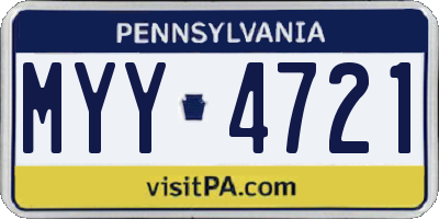 PA license plate MYY4721