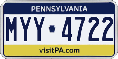 PA license plate MYY4722