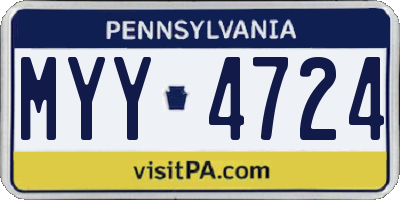 PA license plate MYY4724