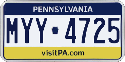 PA license plate MYY4725